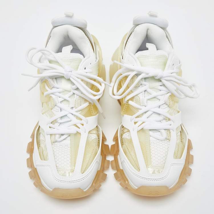 Pre Owned Balenciaga White Rubber and Mesh Track Trainer Sneakers Size 41