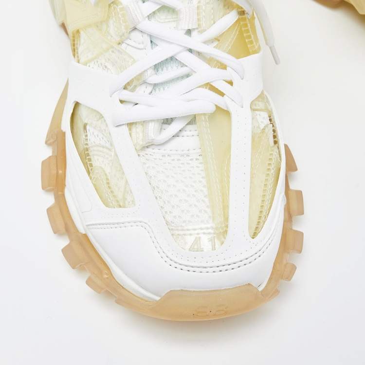 Pre Owned Balenciaga White Rubber and Mesh Track Trainer Sneakers Size 41