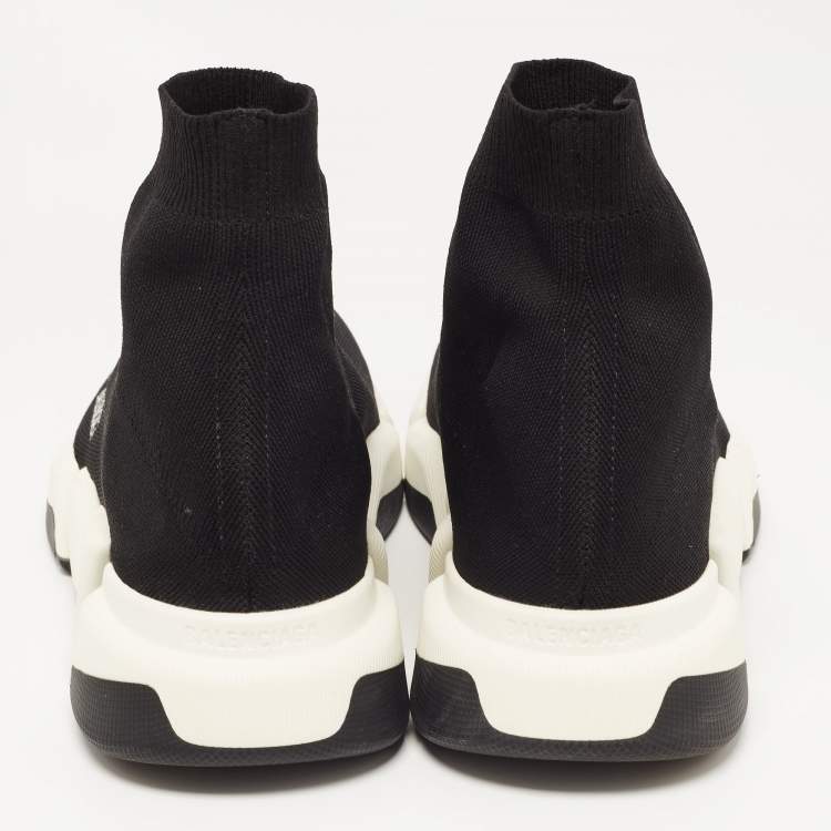 Pre Owned Balenciaga Black Knit Fabric Speed High Top Sneakers Size 44