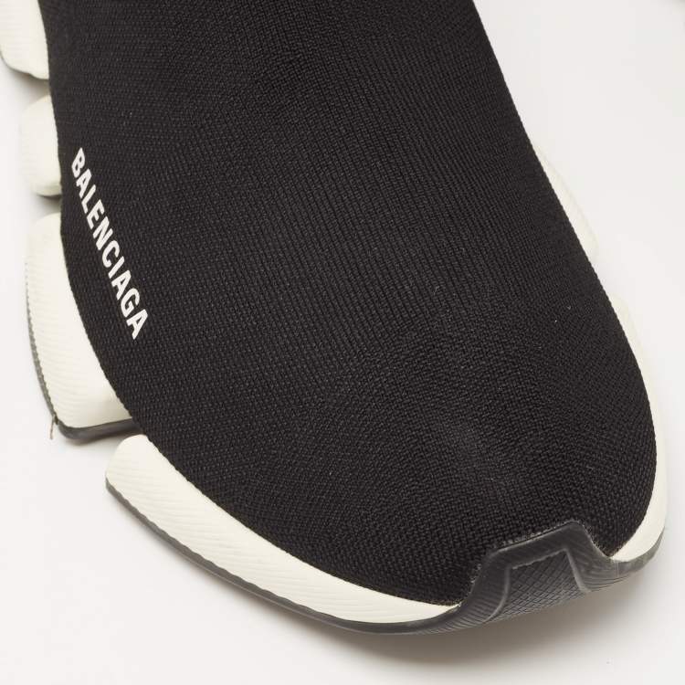 Pre Owned Balenciaga Black Knit Fabric Speed High Top Sneakers Size 44