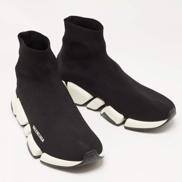 Pre Owned Balenciaga Black Knit Fabric Speed High Top Sneakers Size 44