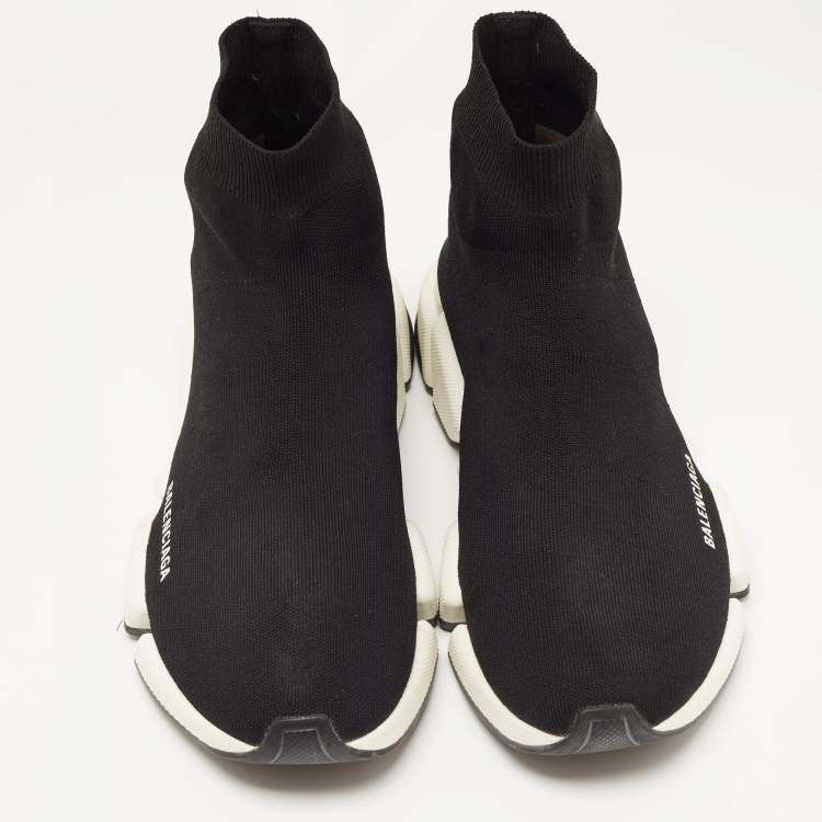 Pre Owned Balenciaga Black Knit Fabric Speed High Top Sneakers Size 44