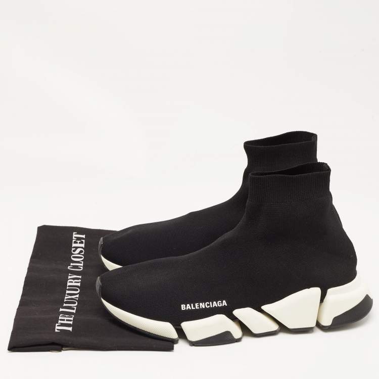 Pre Owned Balenciaga Black Knit Fabric Speed High Top Sneakers Size 44