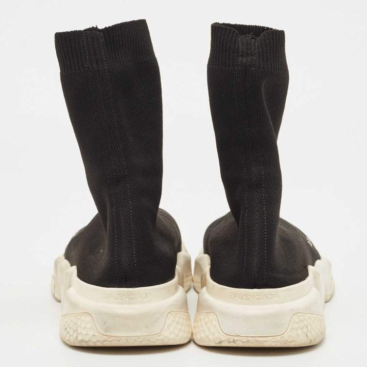 Pre Owned Balenciaga Black Knit Fabric Speed Trainer Sneakers Size 40