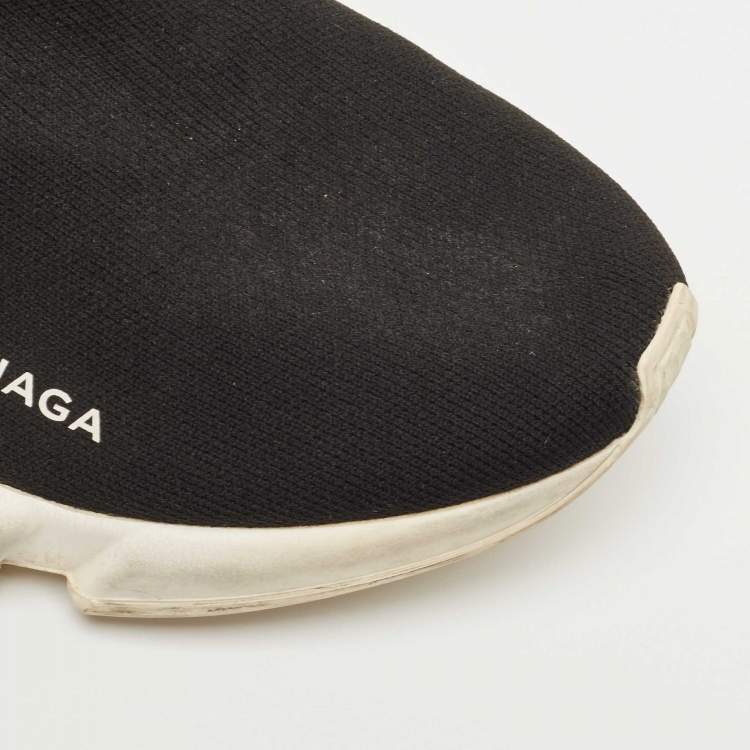 Pre Owned Balenciaga Black Knit Fabric Speed Trainer Sneakers Size 40
