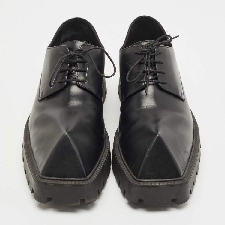 Pre Owned Balenciaga Black Leather Rhino Derby Size 43