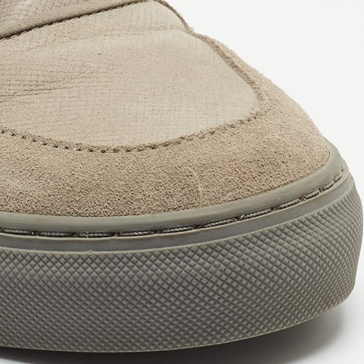 Pre Owned Balenciaga Grey Suede and Textured Leather Low Top Sneakers Size 40