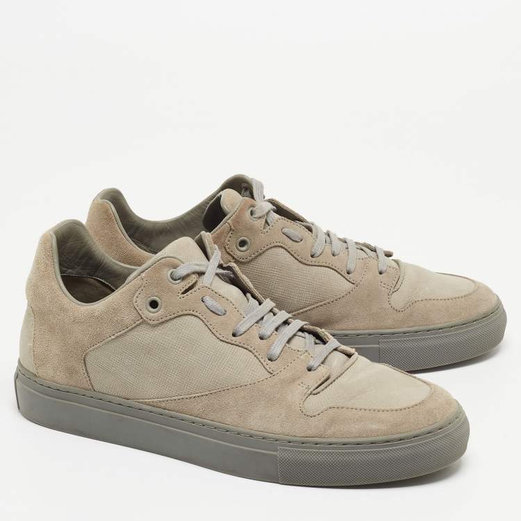 Pre Owned Balenciaga Grey Suede and Textured Leather Low Top Sneakers Size 40