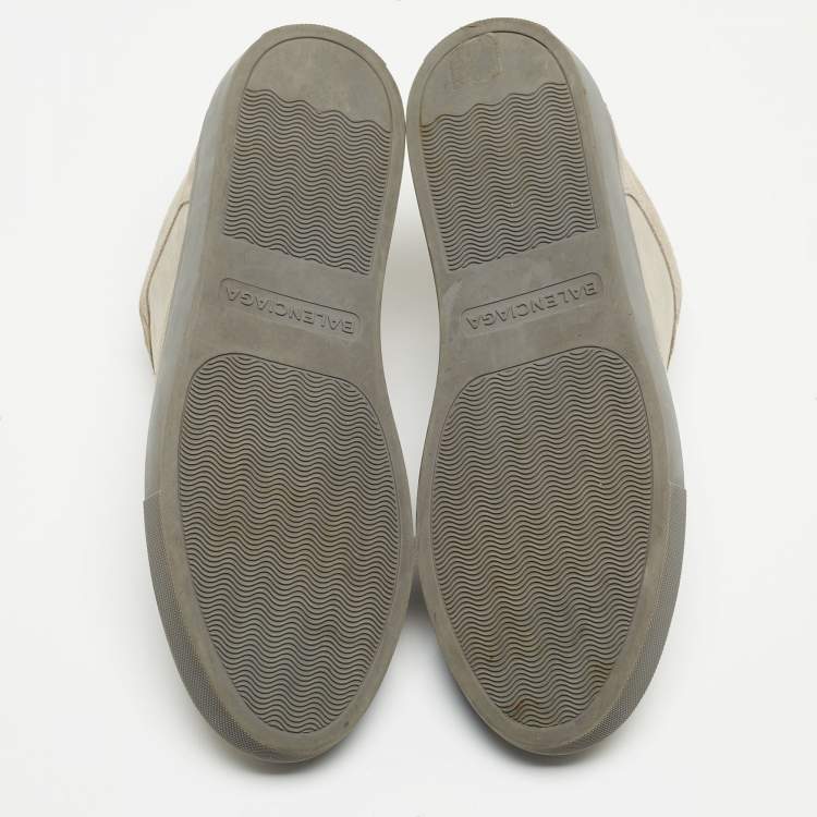 Pre Owned Balenciaga Grey Suede and Textured Leather Low Top Sneakers Size 40