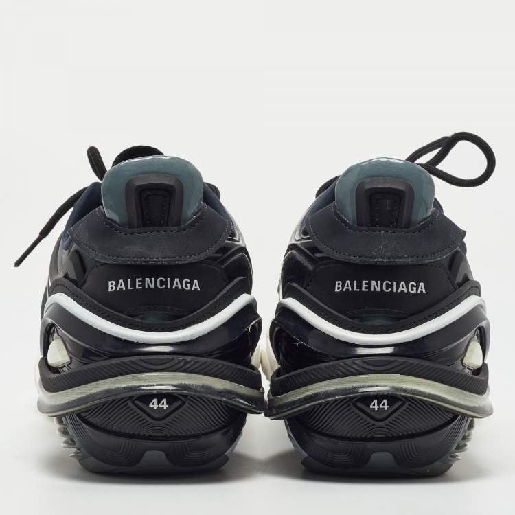 Pre Owned Balenciaga Black/White Rubber and Faux Leather Tyrex Sneakers Size 44