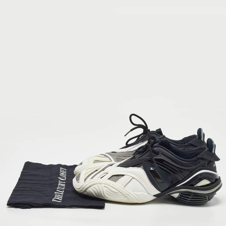 Pre Owned Balenciaga Black/White Rubber and Faux Leather Tyrex Sneakers Size 44