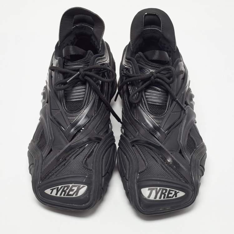 Pre Owned Balenciaga Black Faux Leather and Rubber Tyrex Sneakers Size 44