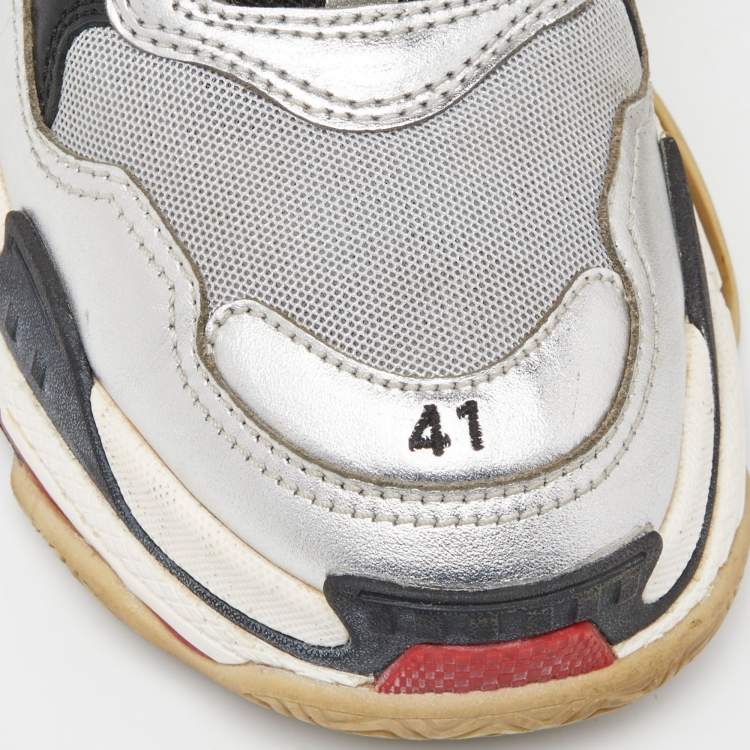 Pre Owned Balenciaga Multicolor Leather and Mesh Triple S Clear Sole Sneakers Size 41