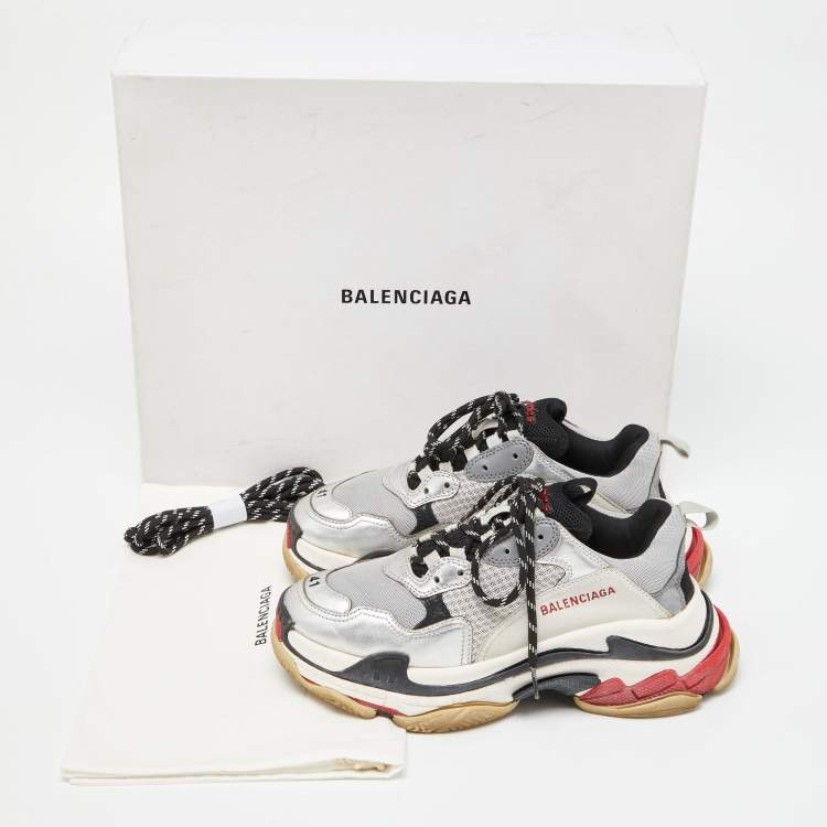 Pre Owned Balenciaga Multicolor Leather and Mesh Triple S Clear Sole Sneakers Size 41