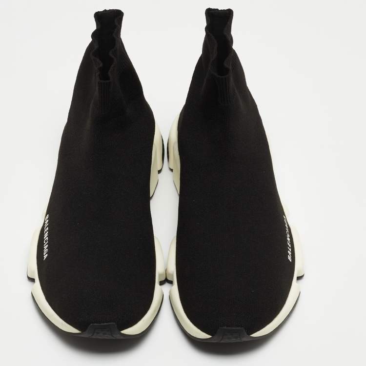 Pre Owned Balenciaga Black Knit Fabric Speed Trainer Sneakers Size 43