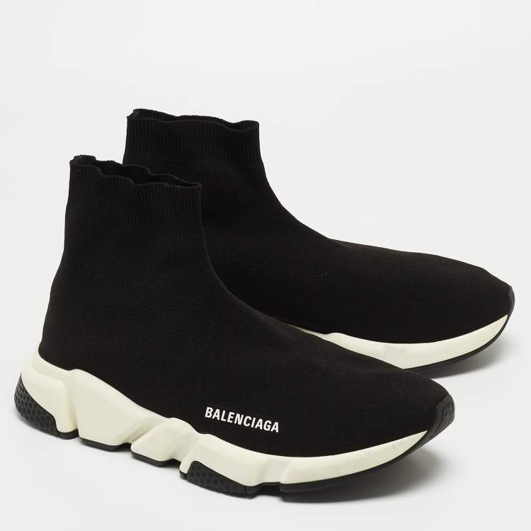 Pre Owned Balenciaga Black Knit Fabric Speed Trainer Sneakers Size 43