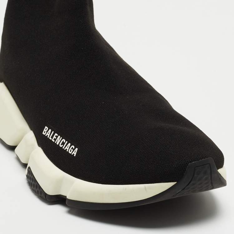 Pre Owned Balenciaga Black Knit Fabric Speed Trainer Sneakers Size 43