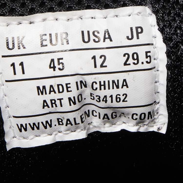 Pre Owned Balenciaga Black Nubuck Leather and Mesh Triple S Low Top Sneakers Size 45