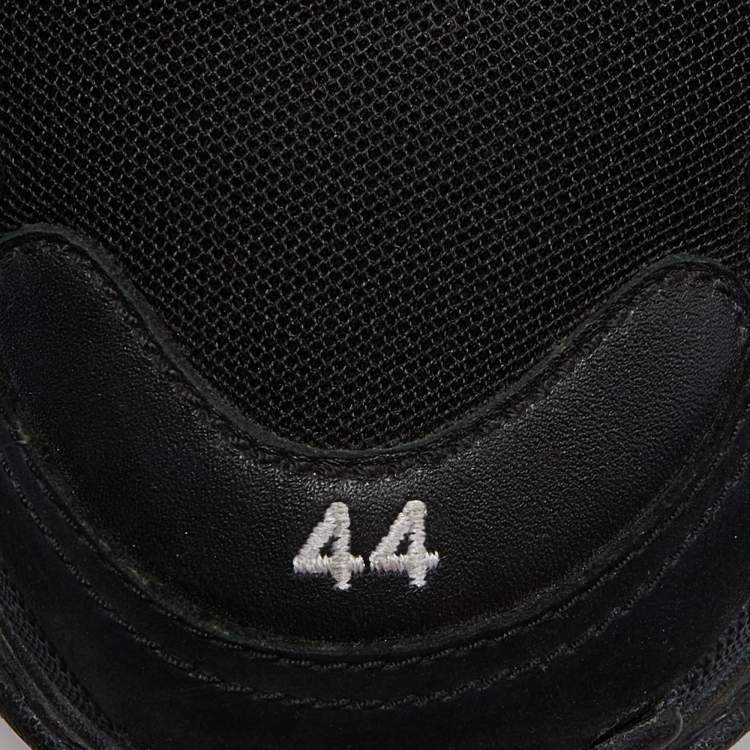 Pre Owned Balenciaga Black Leather and Mesh Triple S Sneakers Size 44