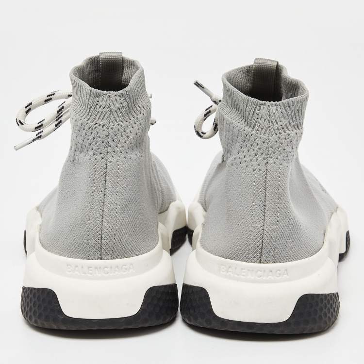 Pre Owned Balenciaga Grey Knit Speed Trainer High Top Sneakers Size 40