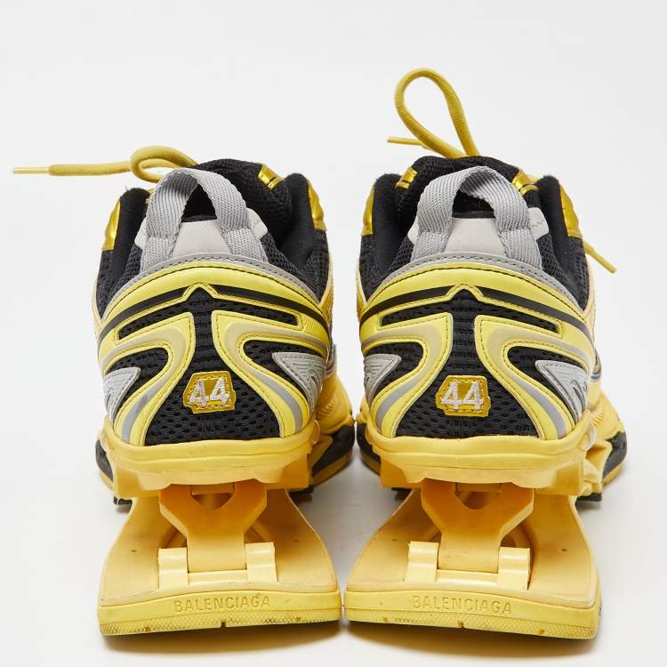 Pre Owned Balenciaga Yellow/Black Faux Leather and Mesh x Pander Sneakers Size 44