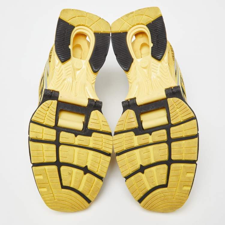 Pre Owned Balenciaga Yellow/Black Faux Leather and Mesh x Pander Sneakers Size 44