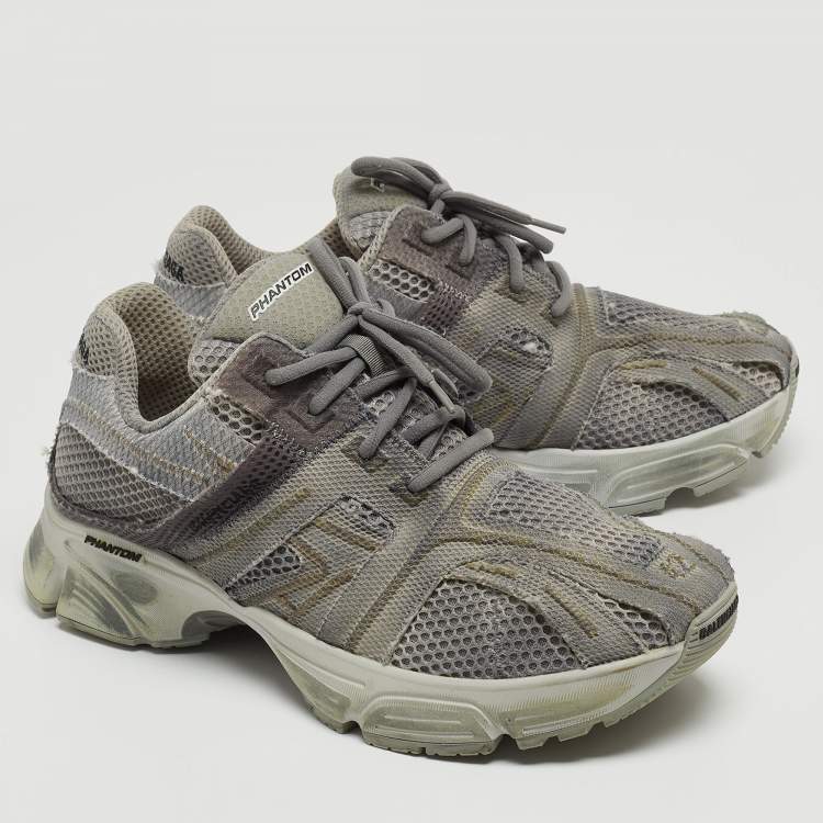 Pre Owned Balenciaga Grey Mesh Low Top Sneakers Size 42