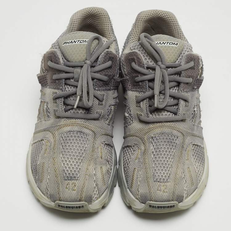 Pre Owned Balenciaga Grey Mesh Low Top Sneakers Size 42