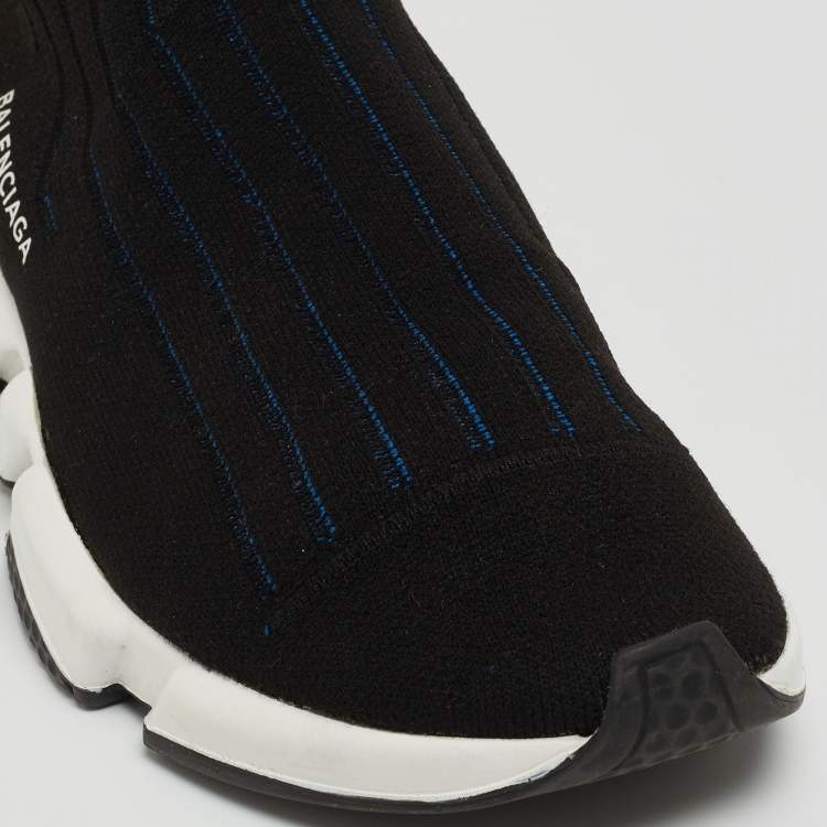 Pre Owned Balenciaga Black Knit Fabric Speed Trainer Sneakers Size 43
