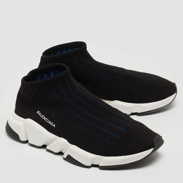 Pre Owned Balenciaga Black Knit Fabric Speed Trainer Sneakers Size 43