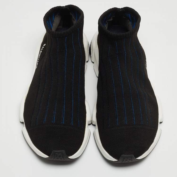 Pre Owned Balenciaga Black Knit Fabric Speed Trainer Sneakers Size 43