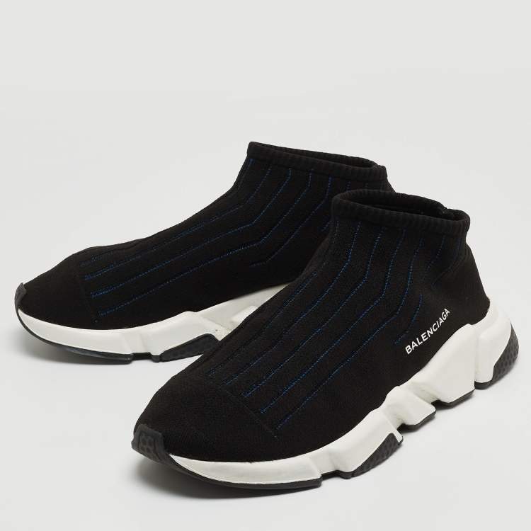 Pre Owned Balenciaga Black Knit Fabric Speed Trainer Sneakers Size 43