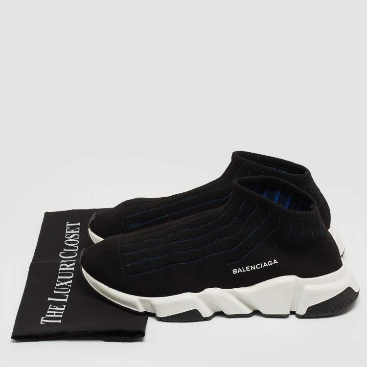 Pre Owned Balenciaga Black Knit Fabric Speed Trainer Sneakers Size 43