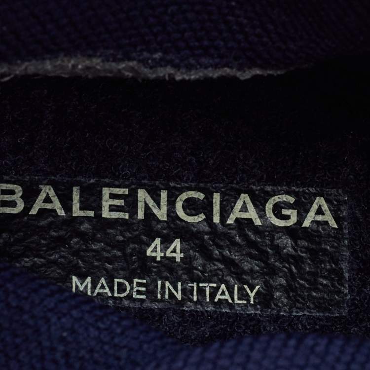 Pre Owned Balenciaga Navy Blue Knit Fabric Speed Trainer Sneakers Size 44