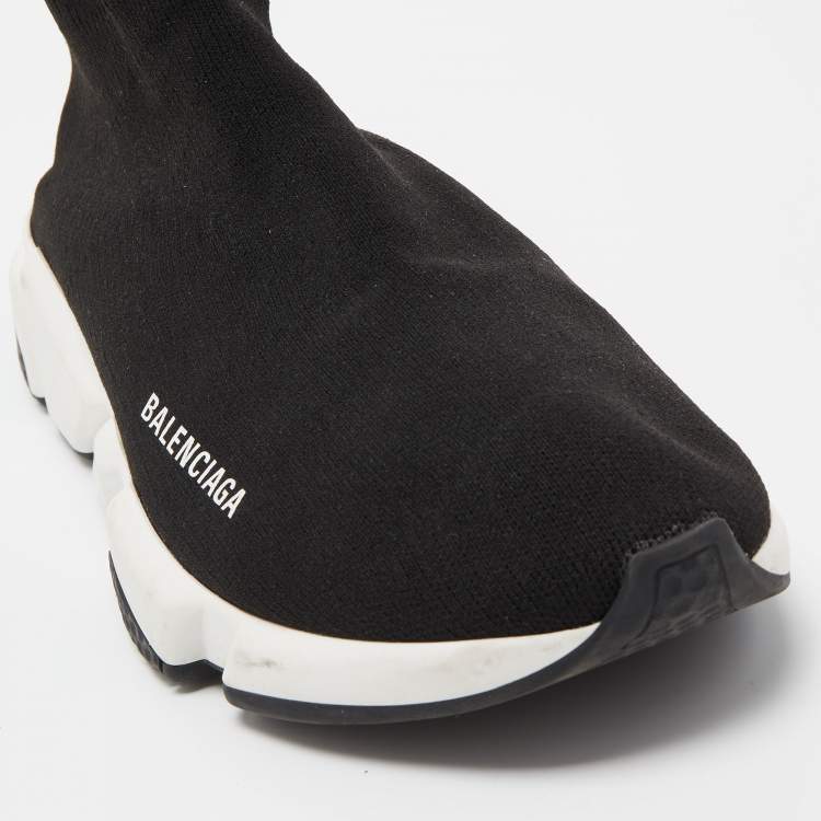 Pre Owned Balenciaga Black Knit Fabric Speed Trainer Sneakers Size 42