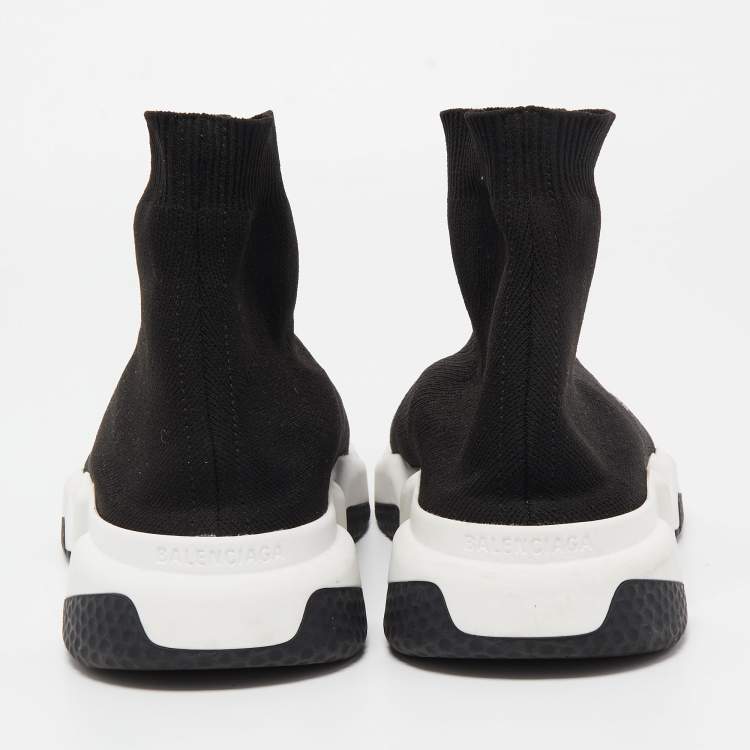 Pre Owned Balenciaga Black Knit Fabric Speed Trainer Sneakers Size 42