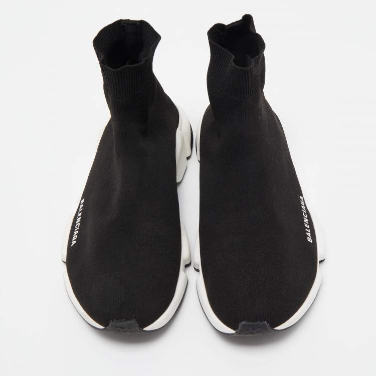 Pre Owned Balenciaga Black Knit Fabric Speed Trainer Sneakers Size 42