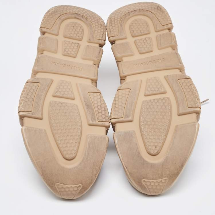Pre Owned Balenciaga Beige Knit Fabric Speed Trainer Sneakers Size 46