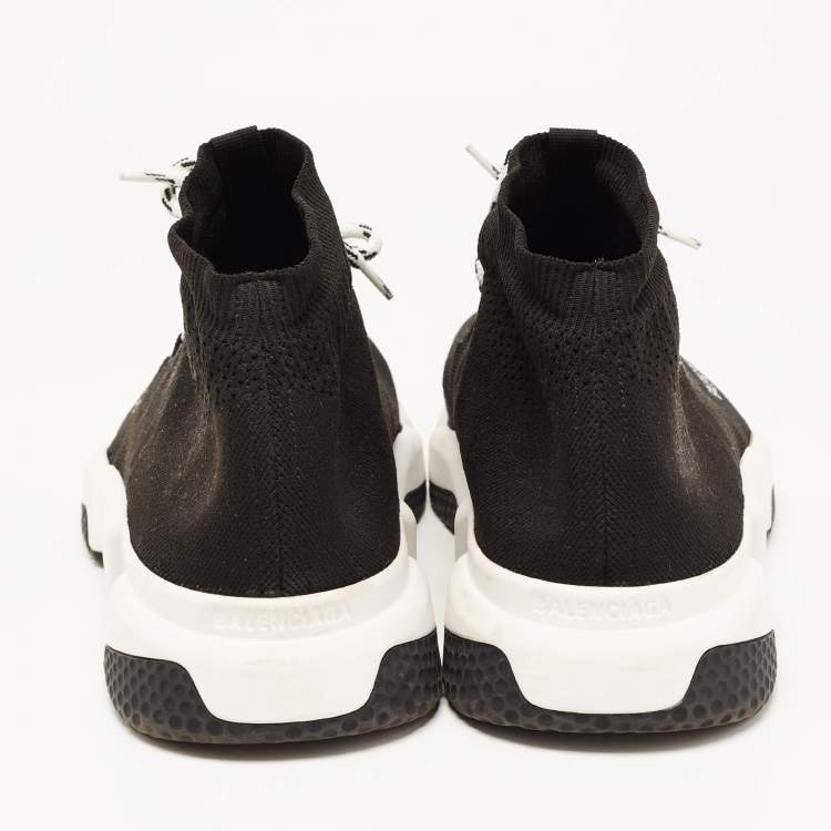 Pre Owned Balenciaga Black Knit Fabric Speed Lace Up Sneakers Size 45