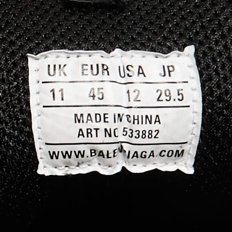 Pre Owned Balenciaga Black Leather and Mesh Triple S Sneakers Size 45