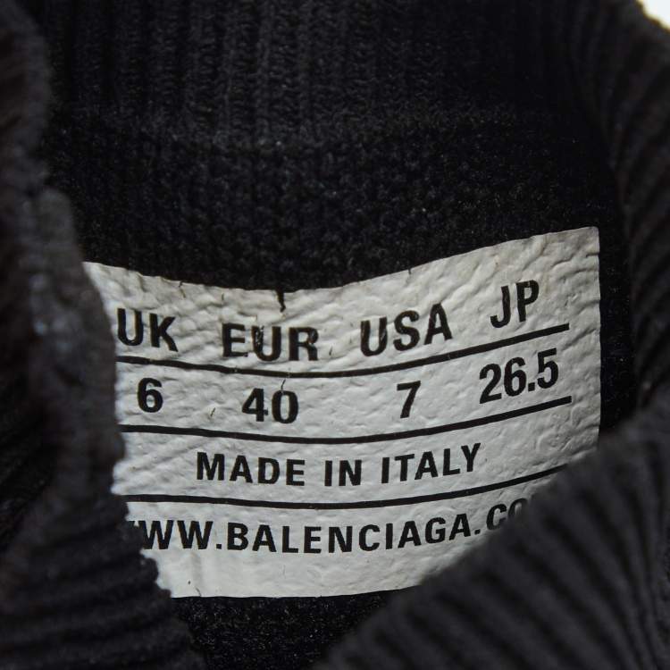Pre Owned Balenciaga Black Knit Fabric Speed High Top Sneakers Size 40