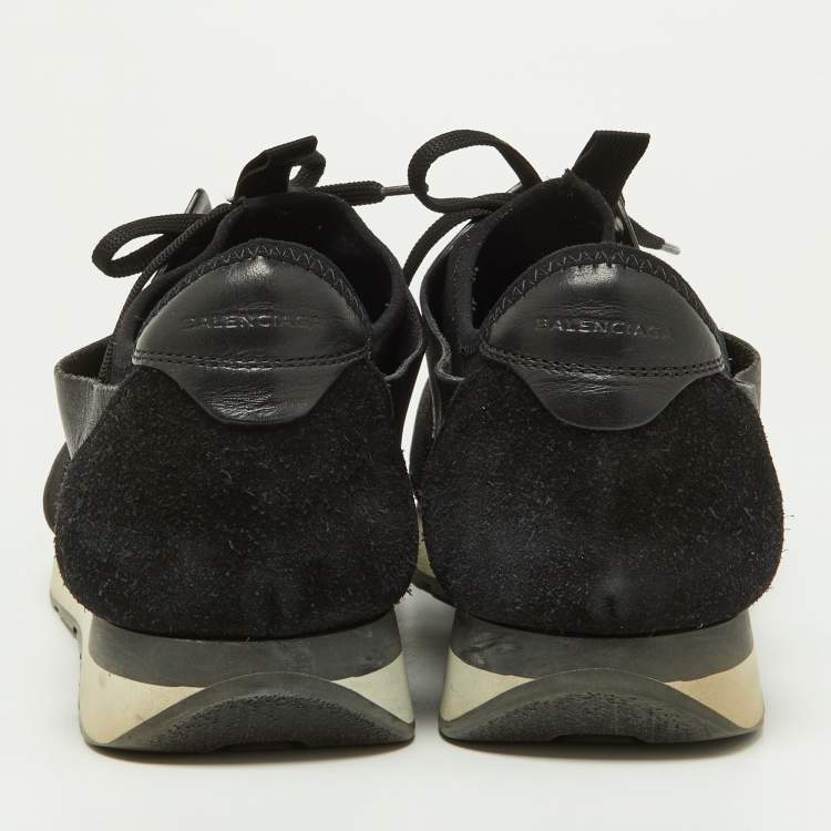 مملوكة مسبقًا Balenciaga Black Mesh,Suede and Leather Race Runner Sneakers Size 45