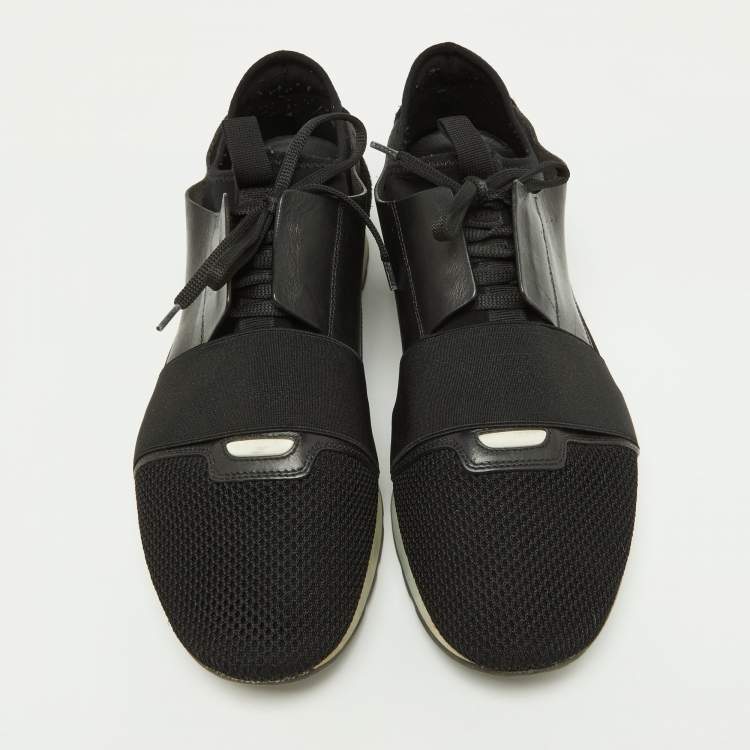 مملوكة مسبقًا Balenciaga Black Mesh,Suede and Leather Race Runner Sneakers Size 45