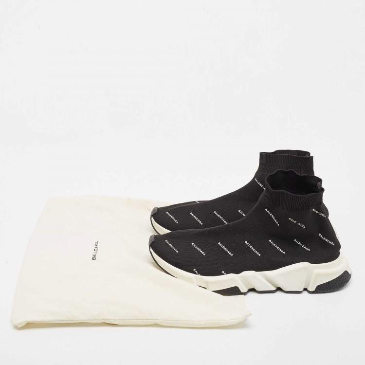 Pre Owned Balenciaga Black Knit Fabric Low Speed Trainers Sneakers Size 42 