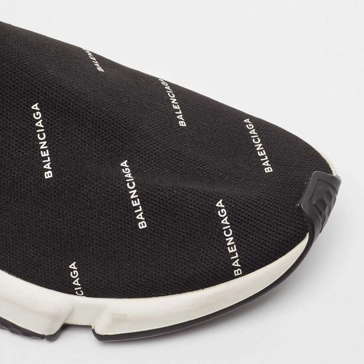 Pre Owned Balenciaga Black Knit Fabric Low Speed Trainers Sneakers Size 42 