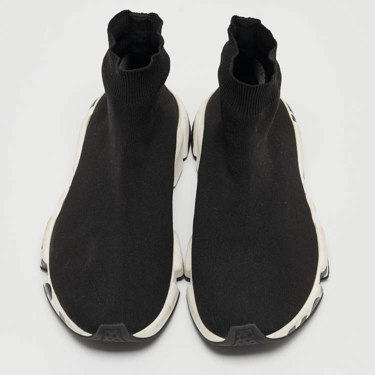Pre Owned Balenciaga Black Knit Fabric Speed Trainer Sneakers Size 41