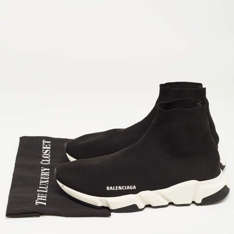 Pre Owned Balenciaga Black Knit Fabric Speed Trainer Sneakers Size 44
