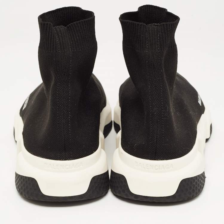 Pre Owned Balenciaga Black Knit Fabric Speed Trainer Sneakers Size 44