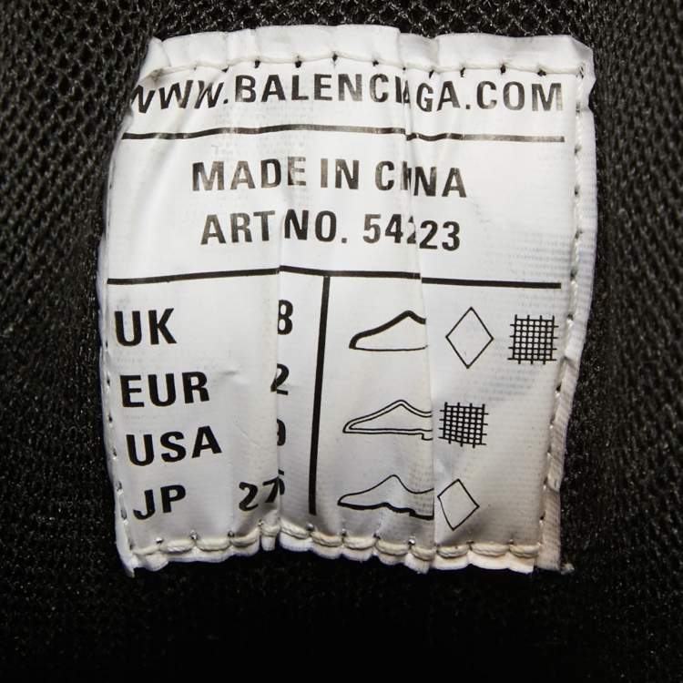 Pre Owned Balenciaga Black/Grey Mesh and Faux Leather Track Sneakers Size 42