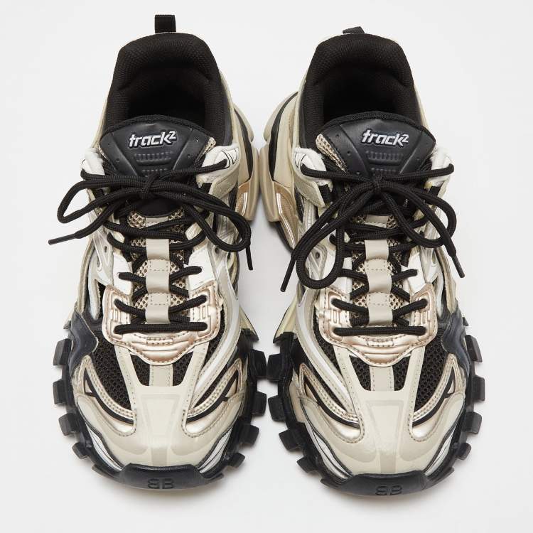Pre Owned Balenciaga Multicolor Faux Leather and Mesh Track 2 Chunky Sneakers Size 42